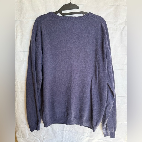 Pronto-Uomo 100% Cashmere blue V-Neck Sweater Large - Picture 6 of 7